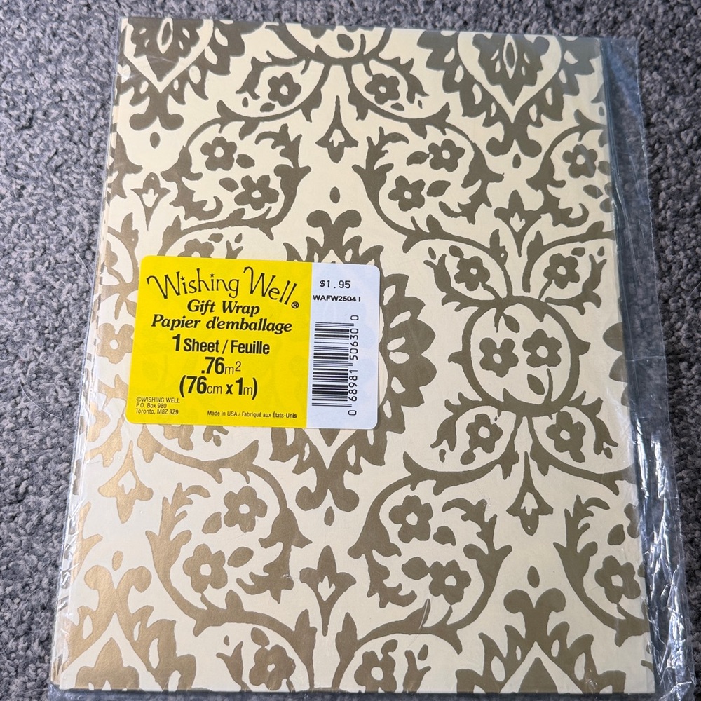 5/$25 VINTAGE Wrapping Paper Gold Patterned - Picture 1 of 3